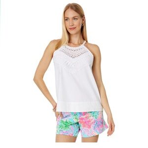 Lilly Pulitzer || Womans white Britt Cotton Halter Top size 4